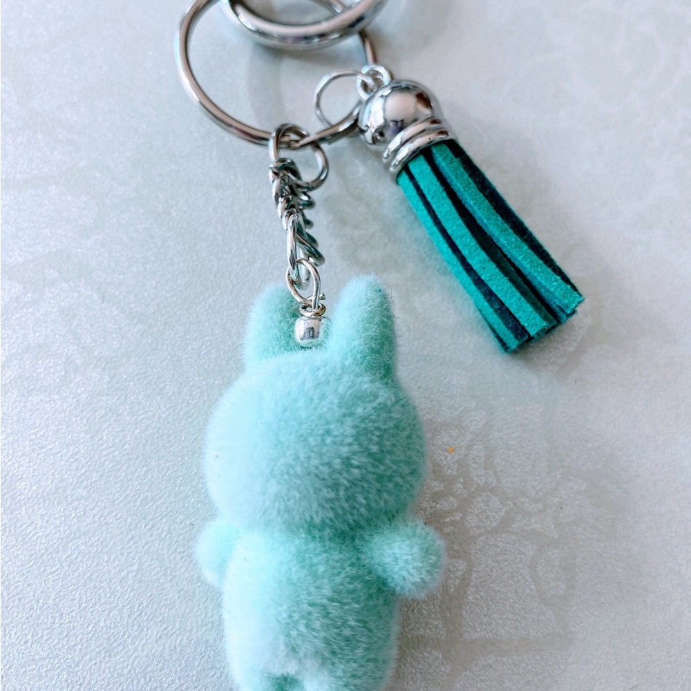 Mint Green Plush Labubu Keychain Toy - Picture 4 of 4